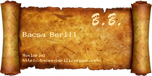 Bacsa Berill névjegykártya